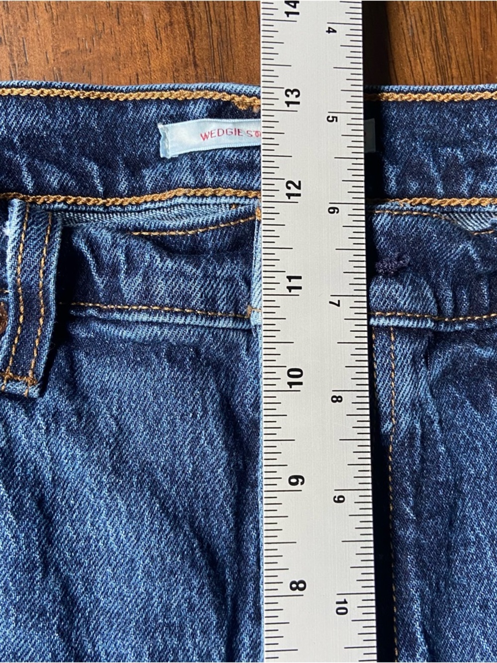 Levi's Premium Wedgie Straight Womens 32 Blue High Rise Button Fly Raw Hem Jeans - Picture 13 of 13